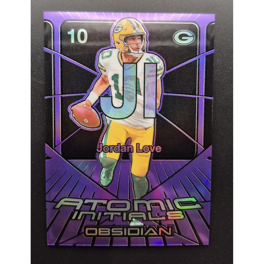2024 Obsidian Jordan Love #1 Atomic Initials Purple /50 Green Bay Packers - Picture 3 of 12